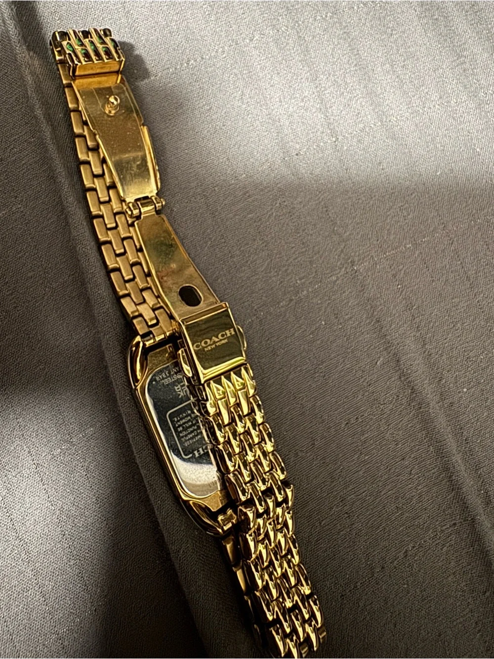 Coach Gold-Tone Women's Rectangular Link Bracelet Watch